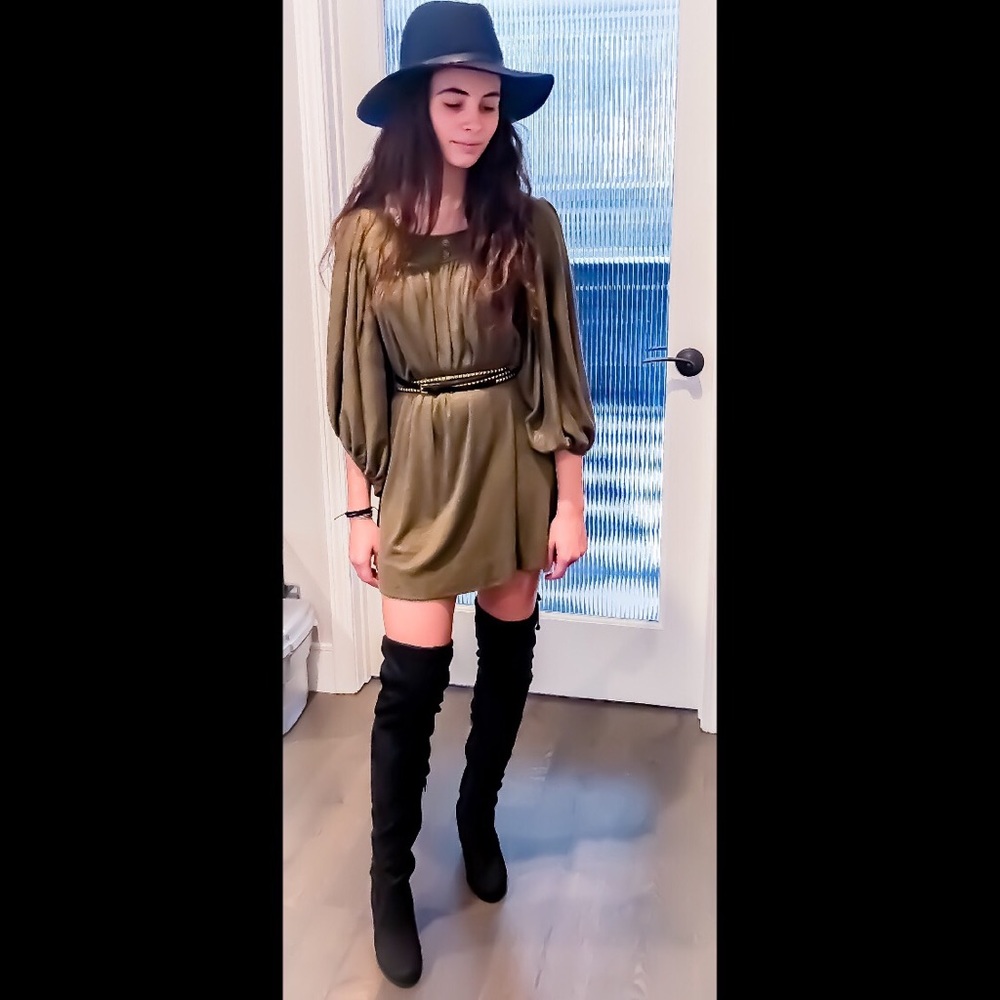 Stunning bronze metallic mini dress